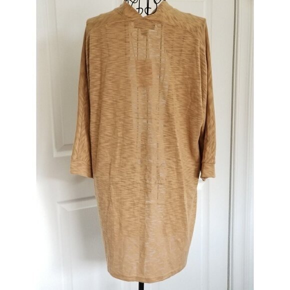 Laundry by Shelli Segal 3/4 Dolman Sleeve Knit Cardigan Open Front Camel Size L - Picture 5 of 11